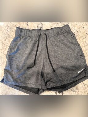 Nike Heather Gray Performance Shorts with Black Drawstrings